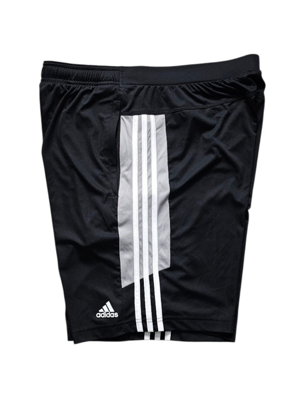 adidas Black Men’s Athletic basketball Shorts with White Three-Stripes Size L